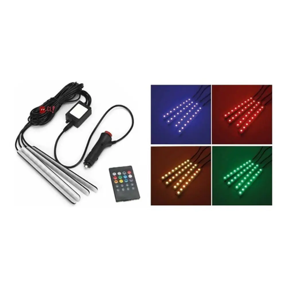 Kit De 4 Tiras Led Flexibles Rgb Para Autos - Ps 1