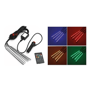 Kit De 4 Tiras Led Flexibles Rgb Para Autos - Ps
