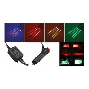 Kit De 4 Tiras Led Flexibles Rgb Para Autos - Ps