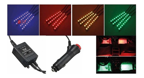 Kit De 4 Tiras Led Flexibles Rgb Para Autos - Ps