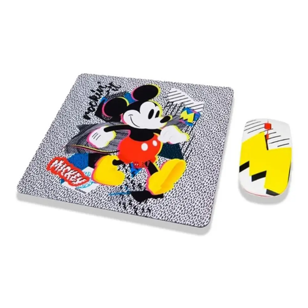 Kit Mouse Inalámbrico + Mouse Pad Diseño Mickey Disney - Ps 1