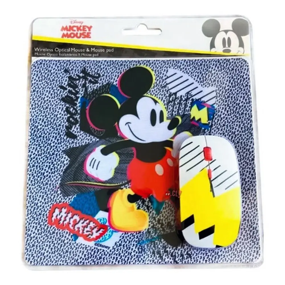 Kit Mouse Inalámbrico + Mouse Pad Diseño Mickey Disney - Ps 2