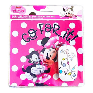 Kit Mouse Inalámbrico + Mouse Pad Diseño Minnie Rosa - Ps