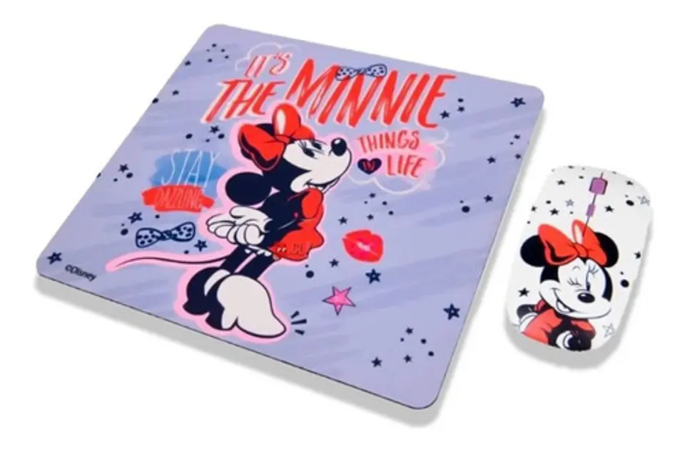 Kit Mouse Inalámbrico + Mouse Pad Diseño Minnie Disney - Ps 1
