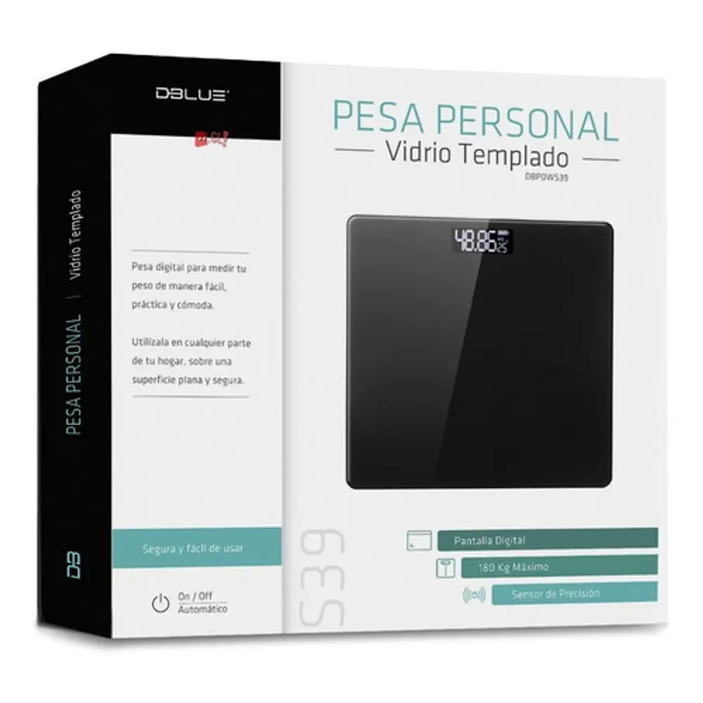 Pesa Digital Baño Vidrio Templado Capacidad 180kg Negro - Ps 3