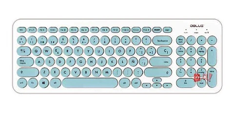 Teclado Usb Ultra Delgado Blanco Letras Celeste Español - Ps