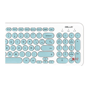 Teclado Usb Ultra Delgado Blanco Letras Celeste Español - Ps