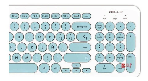 Teclado Usb Ultra Delgado Blanco Letras Celeste Español - Ps