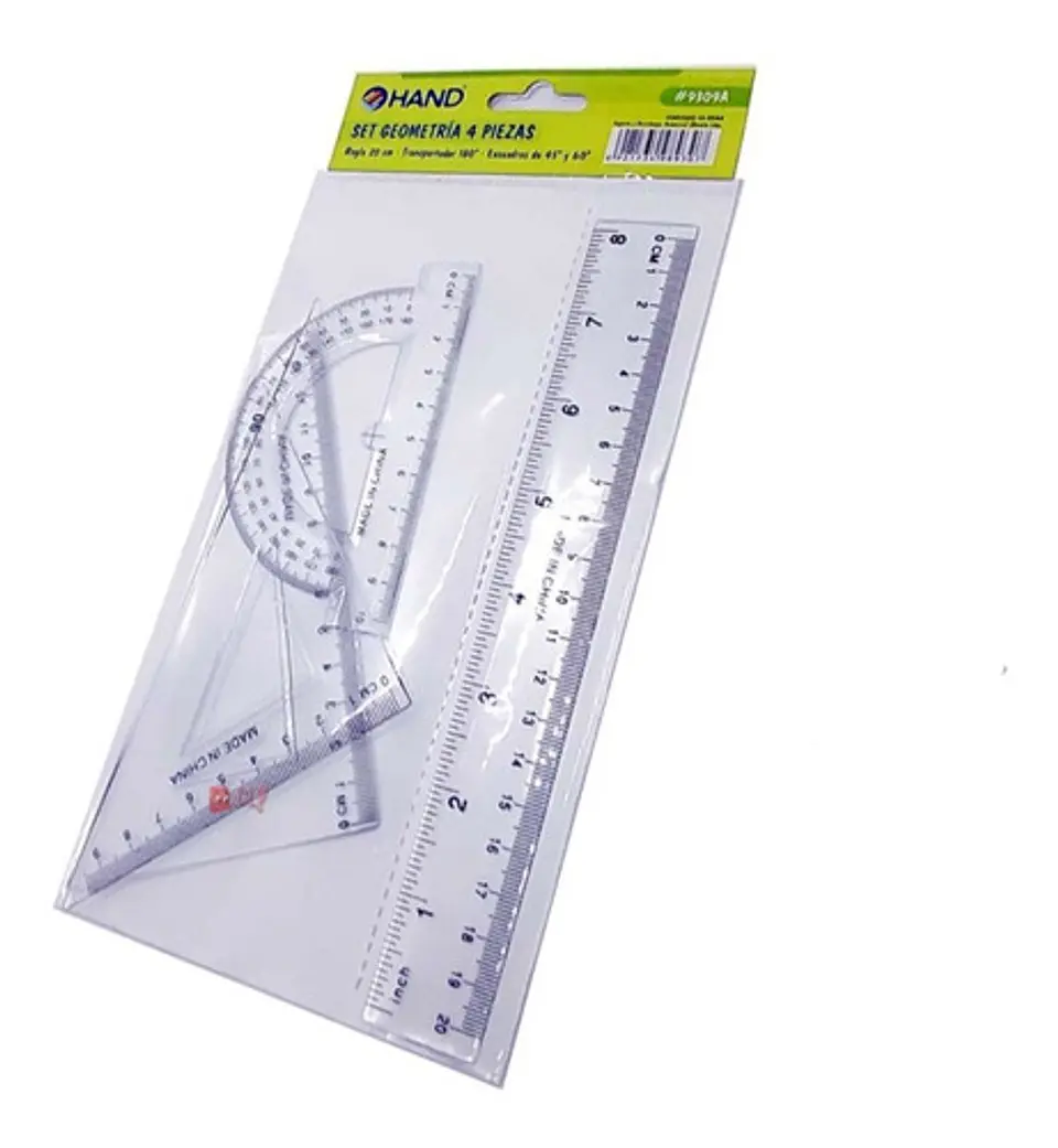 Set Geometría Regla 20cms + Transportador Y 2 Escuadras - Ps 1