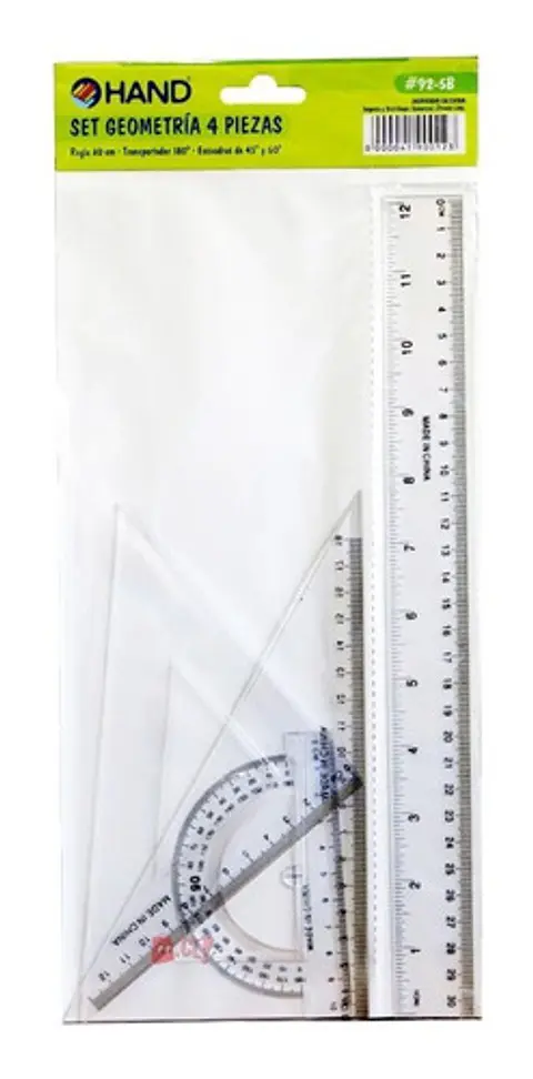 Set Geometría Regla 30cms + Transportador Y 2 Escuadras - Ps