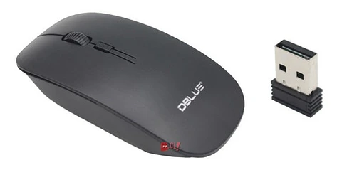 Mouse Óptico Inalámbrico Diseño Plano Color Negro - Ps