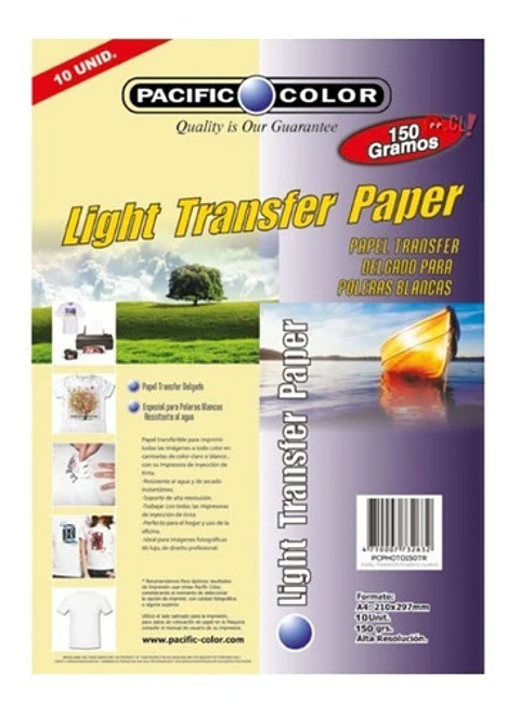 10 Hojas Papel Transfer Ropa Clara A4 150grs - Ps