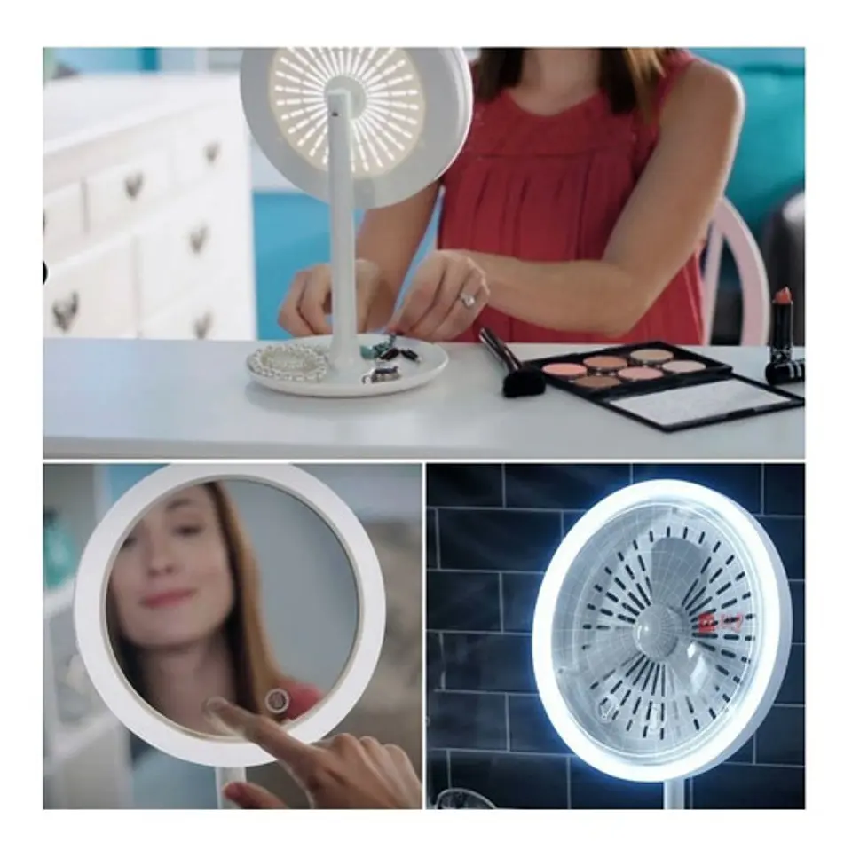 Espejo 5x Para Maquillaje Con Luz Led Y Ventilador - Ps 3