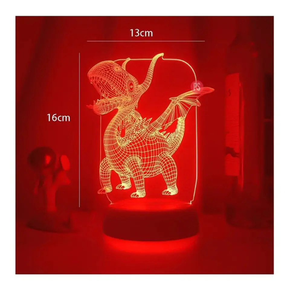 Lámpara Espantacuco Led 3d Para Niños Dinosaurio - Ps 3