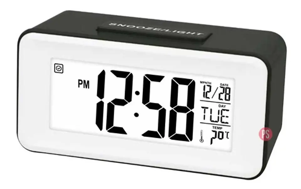Reloj Despertador Digital Pantalla Lcd Color Negro - Ps 1