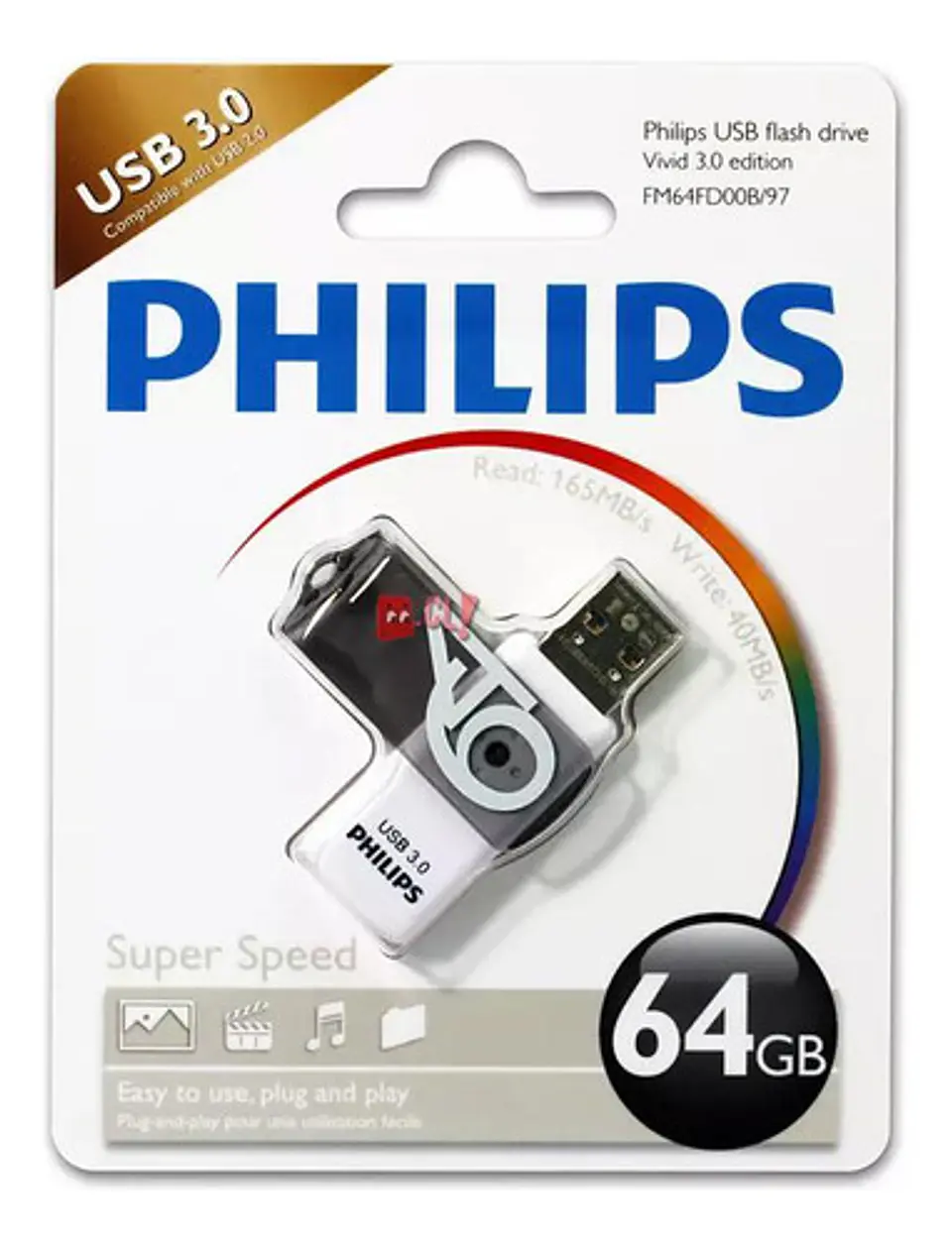 Pendrive 64gb Philips Vivid 3.0 - Ps 2
