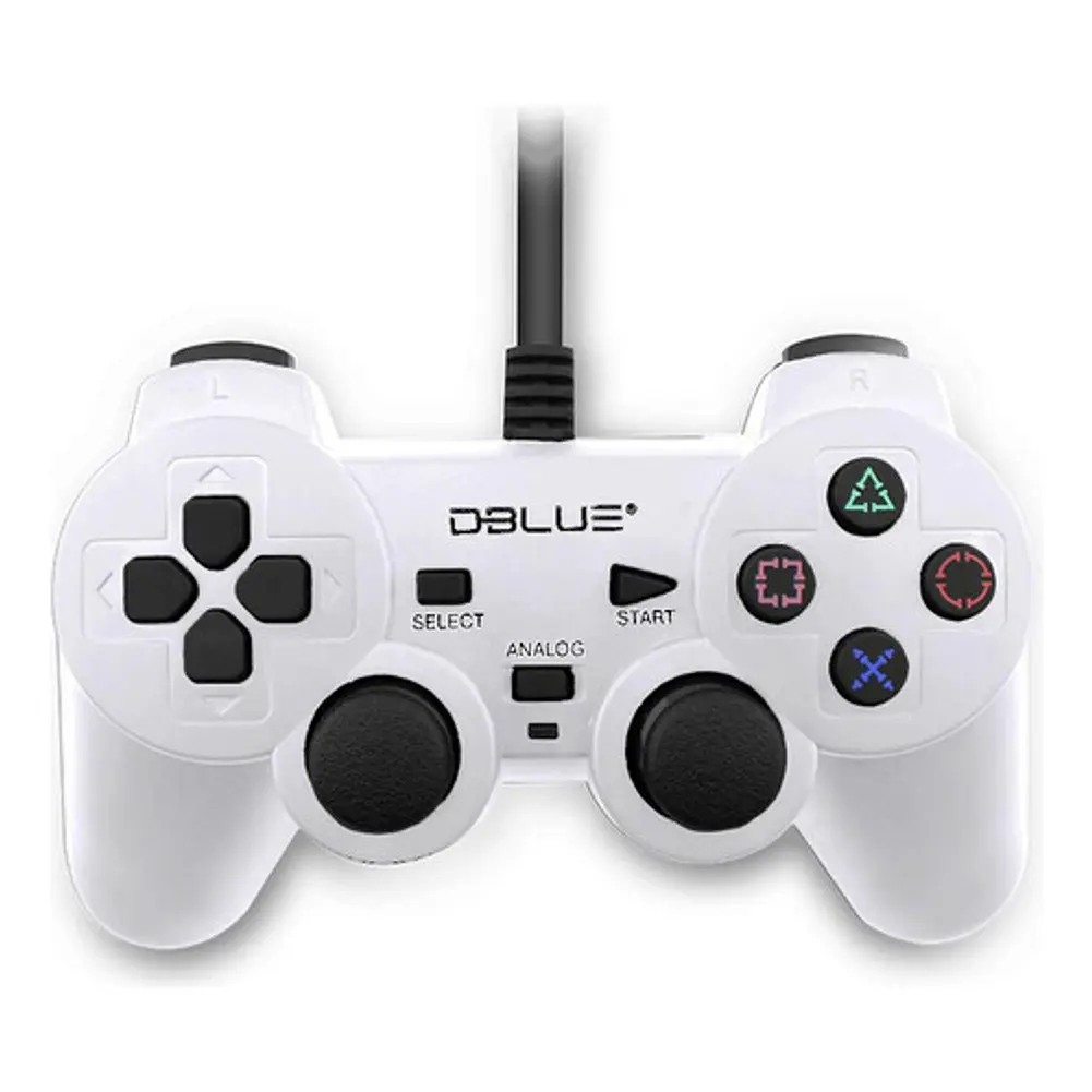Joystick Usb Pc Con Vibración Color Blanco - Ps 1