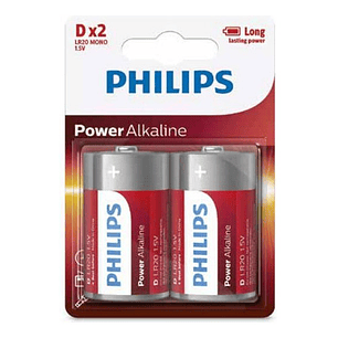 Pack 2 Pilas Alcalinas D Philips - Ps