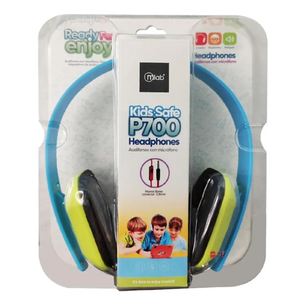 Audífonos Para Niños Ajustable Con Micrófono Azul - Ps 3