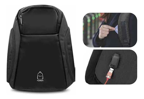 Mochila Antirrobo Impermeable Usb Negro - Ps