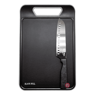 Set Tabla Para Cortar + Cuchillo Santoku 7 Pulgadas Black Bull - PS