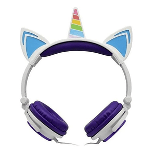 Audífonos Unicornio Niños Rainbows Sound Led Morado - Ps