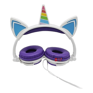 Audífonos Unicornio Niños Rainbows Sound Led Morado - Ps