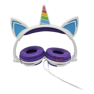 Audífonos Unicornio Niños Rainbows Sound Led Morado - Ps