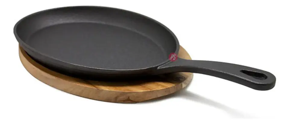 Sartén De Fierro Fundido Con Base Madera Black Bull - Ps 2