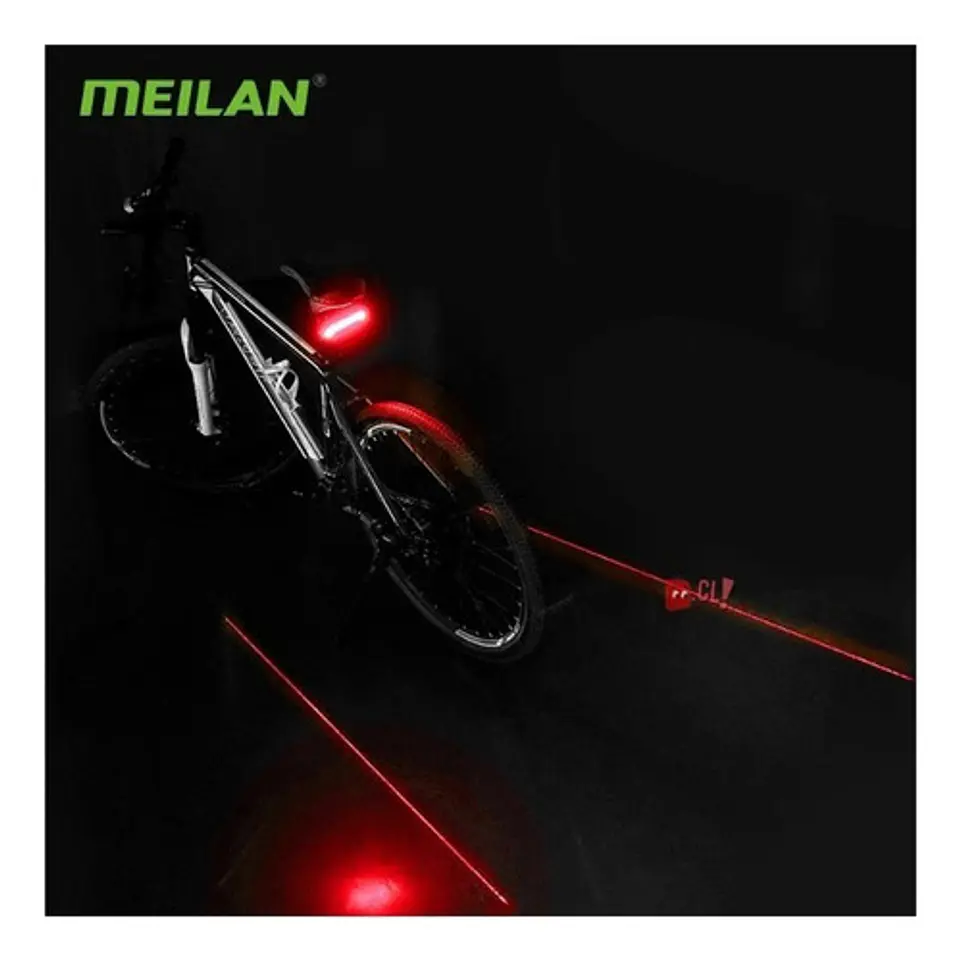 Led Con Laser Y Señalizador Para Bicicletas Meilan X5 - Ps 3