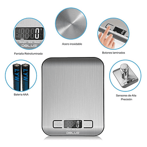Pesa Gramera Cocina Digital Acero Inoxidable 5kg - Ps