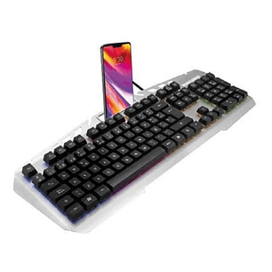 Teclado Gamer Pc Usb Retroiluminado Metálico Gris - Ps
