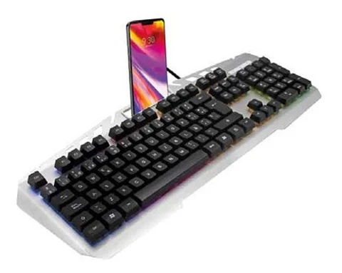 Teclado Gamer Pc Usb Retroiluminado Metálico Gris - Ps
