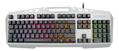 Teclado Gamer Pc Usb Retroiluminado Metálico Gris - Ps