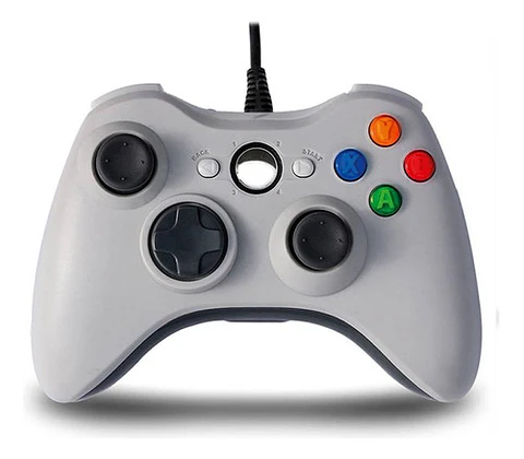 Joystick Xbox 360 Con Vibración Cable Color Blanco - Ps