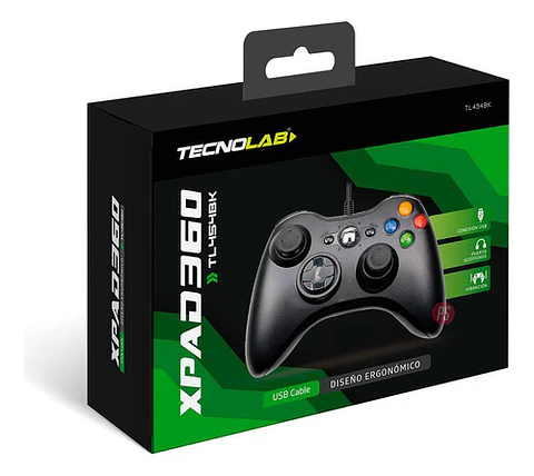 Joystick Xbox 360 Con Vibración Cable Color Negro - Ps