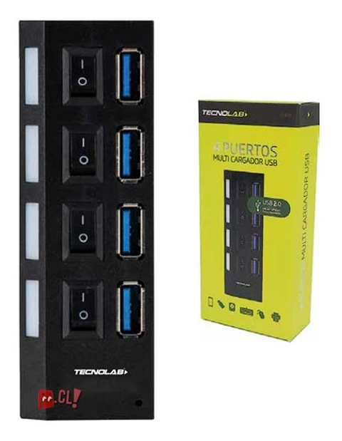 Hub Usb 4 Puertos 2.0 Con Interruptor Encendido - Ps