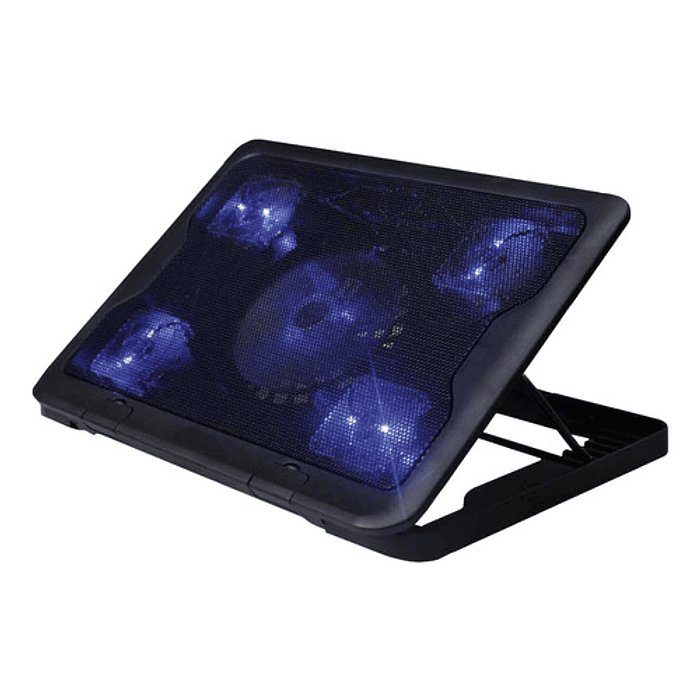 Base Gamer 5 Ventiladores Notebook Reptilex Luz Azul - Ps 1