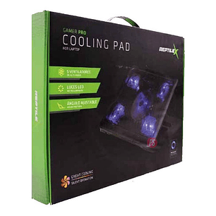 Base Gamer 5 Ventiladores Notebook Reptilex Luz Azul - Ps