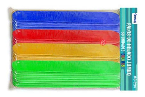 Palos De Helado Jumbo Colores 50 Unidades - Ps
