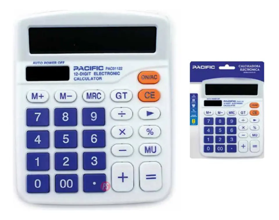 Calculadora Electrónica 12 Dígitos Azul - Ps 2