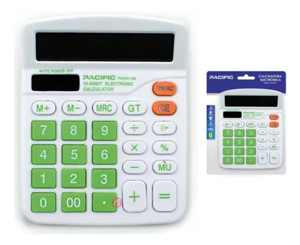 Calculadora Electrónica 12 Dígitos Verde - Ps 2