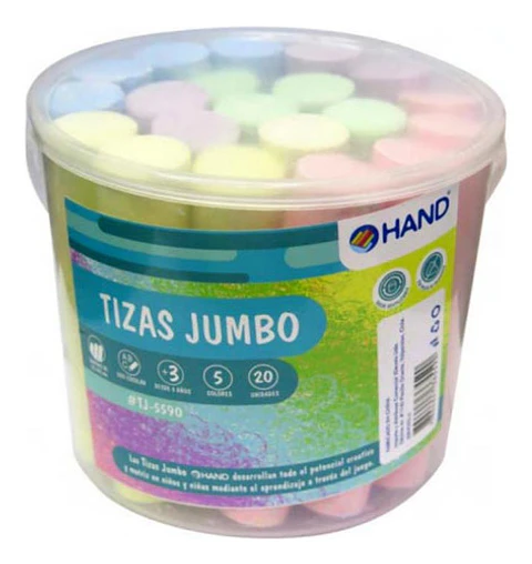 Tizas Pizarra Jumbo 20 Unidades 5 Colores Balde - Ps