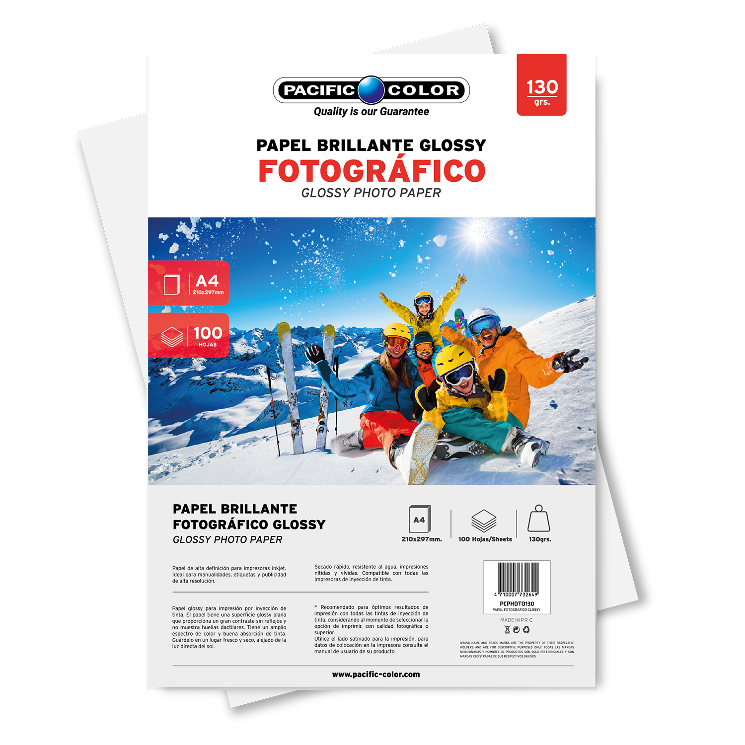 100 Hojas Papel Fotográfico Glossy 130grs A4 - Ps