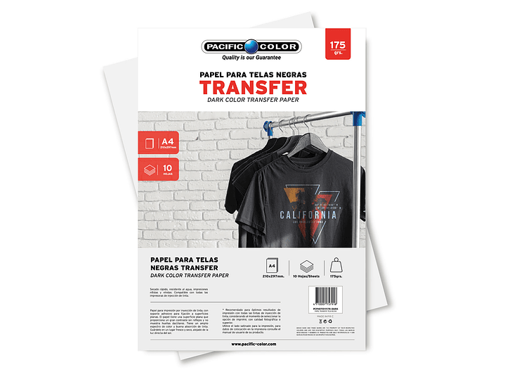 Papel Transfer Ropa Oscura 10 Hojas Tamaño A4 De 175grs - Ps 1