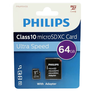 Tarjeta De Memoria MicroSdXc Philips 64gb Class 10 - PS