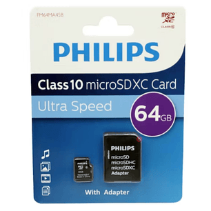 Tarjeta De Memoria MicroSdXc Philips 64gb Class 10 - PS