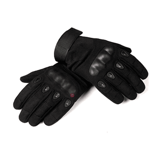 Guantes Para Moto De Cuero Color Negro - Ps