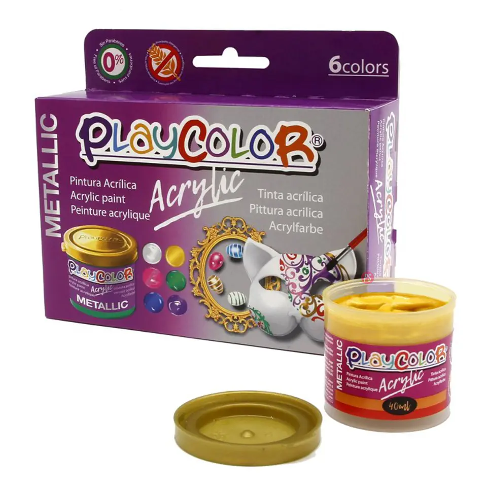 Pintura Acrílica Metálica 6 Colores Secado Rápido Instant - PS 1