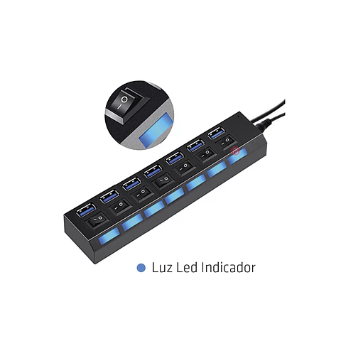 Hub 3.0 Usb 7 Puertos Con Interruptores Independientes - Ps